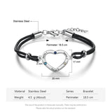 Custom Heart Bracelet with 3 Birthstones & Engraving
