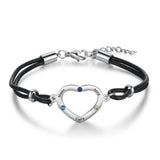 Custom Heart Bracelet with 3 Birthstones & Engraving