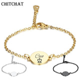 Personalized Name Bracelet Round Pendant Stainless Steel Chain ID Tag