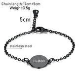 Personalized Name Bracelet Round Pendant Stainless Steel Chain ID Tag