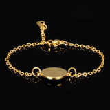 Personalized Name Bracelet Round Pendant Stainless Steel Chain ID Tag