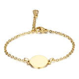 Personalized Name Bracelet Round Pendant Stainless Steel Chain ID Tag