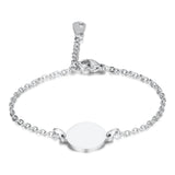 Personalized Name Bracelet Round Pendant Stainless Steel Chain ID Tag