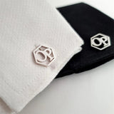 Personalized Stainless Steel Name Initials Hexagon Cuff Links
