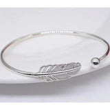 925 Silver Woman Cuff Bracelet Angel Feather Bangle Lucky Party Jewelry