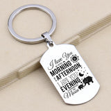 Elephant Mom & Baby Keychain - Personalized Stainless Steel Keyring