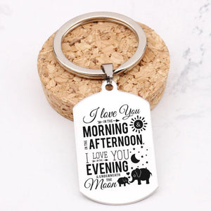 Elephant Mom & Baby Keychain - Personalized Stainless Steel Keyring