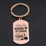 Elephant Mom & Baby Keychain - Personalized Stainless Steel Keyring