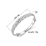925 Silver Woman Cuff Bracelet Flower Bangle Retro Party Jewelry