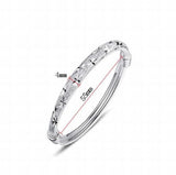 925 Silver Woman Cuff Bracelet Flower Bangle Retro Party Jewelry