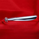 925 Silver Woman Cuff Bracelet Open Thick Glossy Lucky Charm