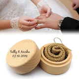 Wooden Ring Box Wedding Engagement Proposal Mr & Mrs Ring Holder