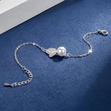 925 Silver Leaf Pearl Charms Bracelet Women