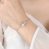 925 Silver Leaf Pearl Charms Bracelet Women