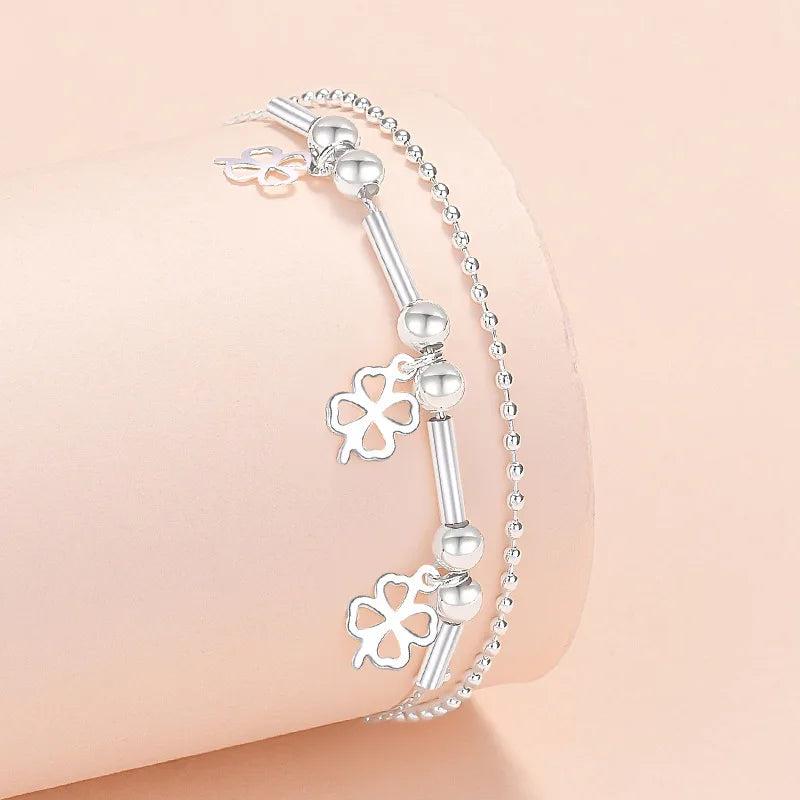 925 Silver Butterfly Cross Charms Bracelet For Women