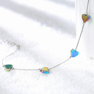 925 Sterling Silver Heart Chain Bracelet Women's Jewelry