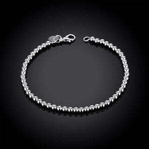 925 Silver Round Beads Charm Bracelet Women Jewelry Gift