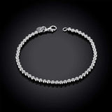 925 Silver Round Beads Charm Bracelet Women Jewelry Gift