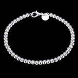 925 Silver Round Beads Charm Bracelet Women Jewelry Gift