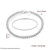 925 Silver Round Beads Charm Bracelet Women Jewelry Gift