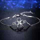 925 Silver Four Leaf Clover Bracelet for Women