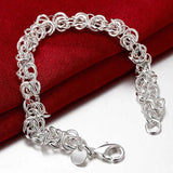 925 Silver Round Bracelet Charm Bracelets for Women Men