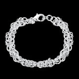 925 Silver Round Bracelet Charm Bracelets for Women Men