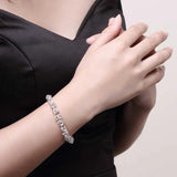 925 Silver Round Bracelet Charm Bracelets for Women Men