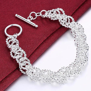 925 Silver Surround Circle Bracelets Bangles for Women Men