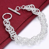925 Silver Surround Circle Bracelets Bangles for Women Men