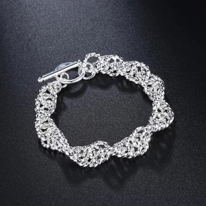 925 Silver Surround Circle Bracelets Bangles for Women Men