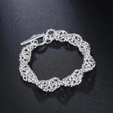 925 Silver Surround Circle Bracelets Bangles for Women Men
