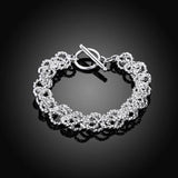 925 Silver Surround Circle Bracelets Bangles for Women Men
