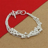 925 Silver Bracelet 6 Thread Sand Beads Charm Jewelry