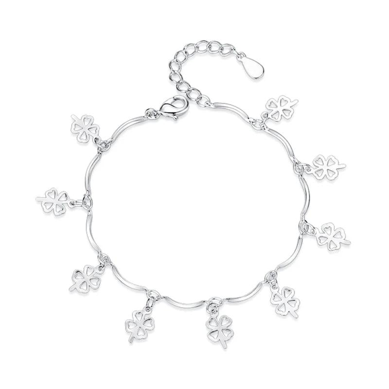 S925 Silver Lucky Clover Bracelet Delicate Jewelry For Women