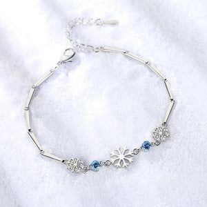 S925 Sterling Silver Snowflake Bracelet Delicate Jewelry For Women