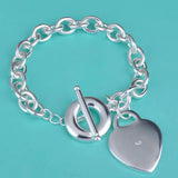 925 Sterling Silver Love Pendant Bracelet for Men and Women