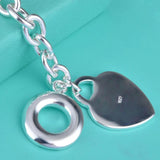 925 Sterling Silver Love Pendant Bracelet for Men and Women