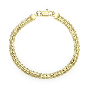 925 Silver & 18K Bracelet 5MM Side Men Women Glamour Wedding Gift