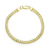925 Silver & 18K Bracelet 5MM Side Men Women Glamour Wedding Gift