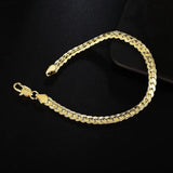 925 Silver & 18K Bracelet 5MM Side Men Women Glamour Wedding Gift