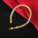925 Silver & 18K Bracelet 5MM Side Men Women Glamour Wedding Gift