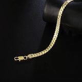 925 Silver & 18K Bracelet 5MM Side Men Women Glamour Wedding Gift