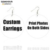 African Wooden Drop Earrings Customized Round Wood Ear Dangle