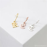 Old English Single Letter Earrings Stainless Steel Women's Jewelry