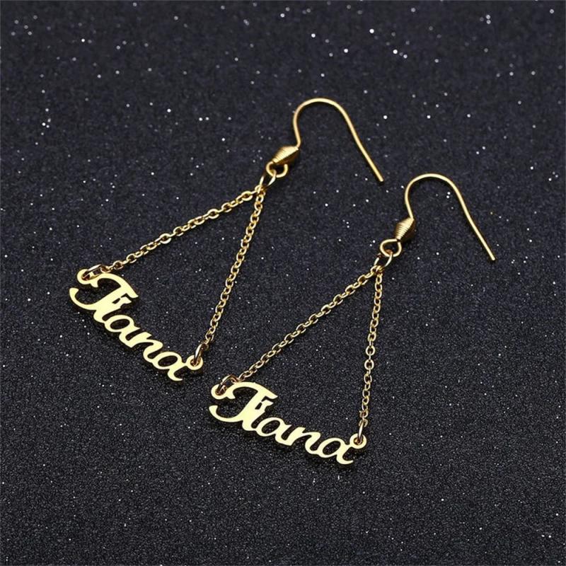 Zipper Name Pendant Stainless Steel Earrings