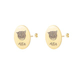 Custom Pet Photo Stud Earrings - Stainless Steel Coin Engraved Animal Picture