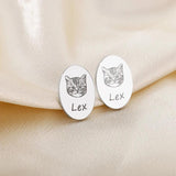 Custom Pet Photo Stud Earrings - Stainless Steel Coin Engraved Animal Picture