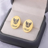 Custom Pet Photo Stud Earrings - Stainless Steel Coin Engraved Animal Picture