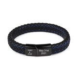 Personalized Engraved Leather Bracelet with Magnet Buckle